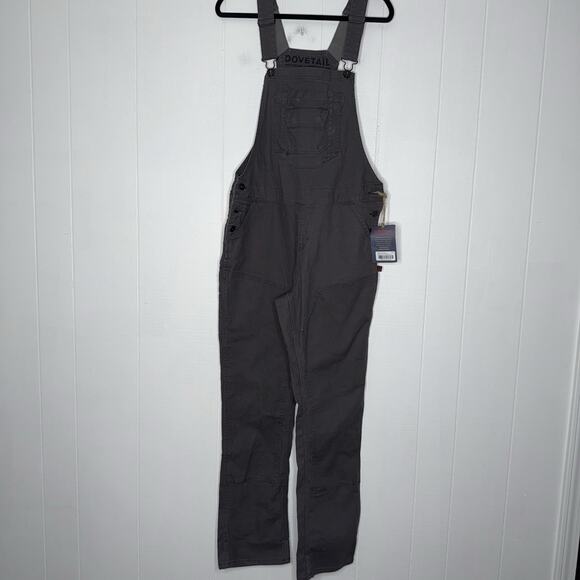 Dovetail Women’s Freshley Overalls Grey Canvas Size 12/32 NWT - Picture 1 of 8